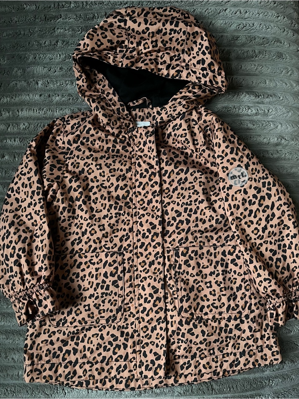 Miles the Label Kids Leopard Print Hooded Jacket - Tan/Black